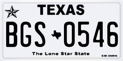 TX license plate BGS0546