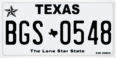 TX license plate BGS0548
