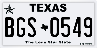 TX license plate BGS0549