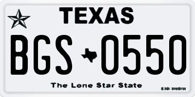TX license plate BGS0550