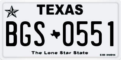 TX license plate BGS0551