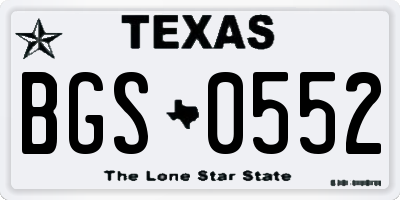 TX license plate BGS0552