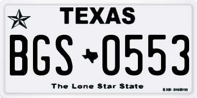 TX license plate BGS0553