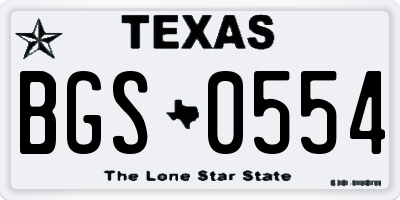 TX license plate BGS0554
