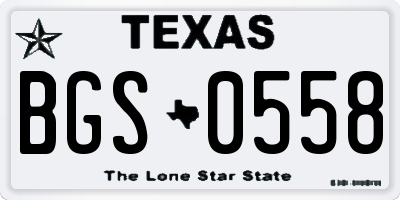 TX license plate BGS0558