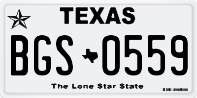 TX license plate BGS0559