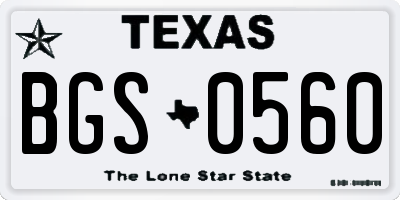 TX license plate BGS0560