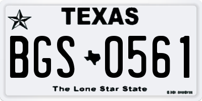 TX license plate BGS0561