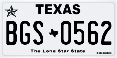 TX license plate BGS0562
