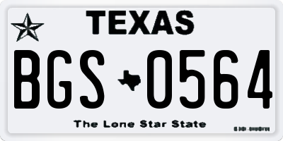 TX license plate BGS0564