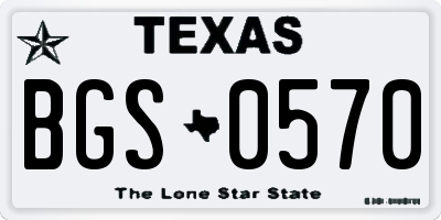 TX license plate BGS0570