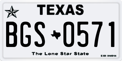 TX license plate BGS0571