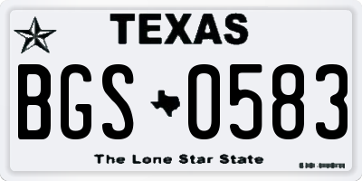 TX license plate BGS0583