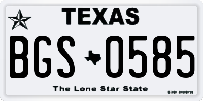 TX license plate BGS0585