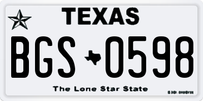 TX license plate BGS0598