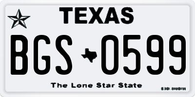 TX license plate BGS0599