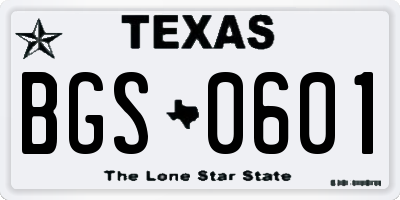 TX license plate BGS0601