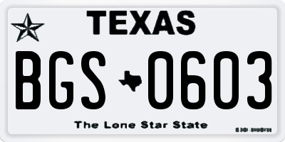 TX license plate BGS0603