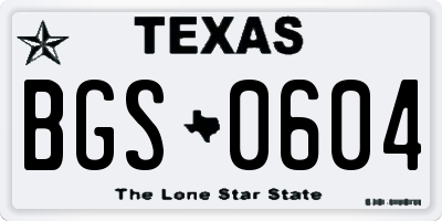 TX license plate BGS0604