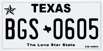 TX license plate BGS0605