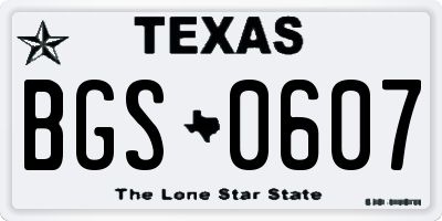 TX license plate BGS0607