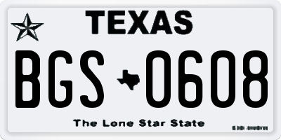 TX license plate BGS0608