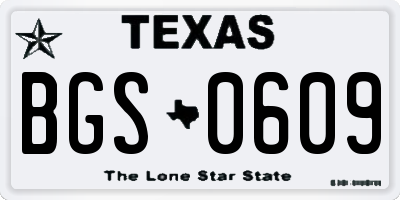 TX license plate BGS0609