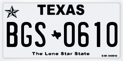 TX license plate BGS0610