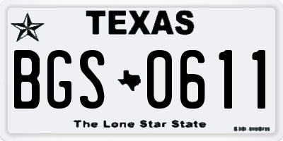TX license plate BGS0611