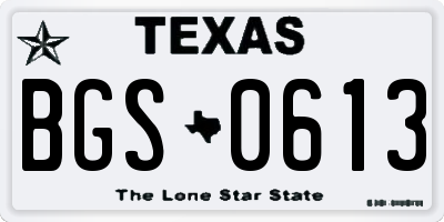 TX license plate BGS0613