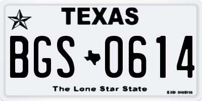 TX license plate BGS0614