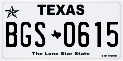 TX license plate BGS0615