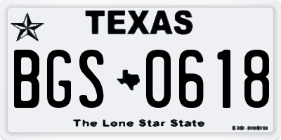 TX license plate BGS0618