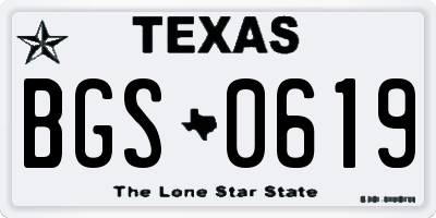 TX license plate BGS0619