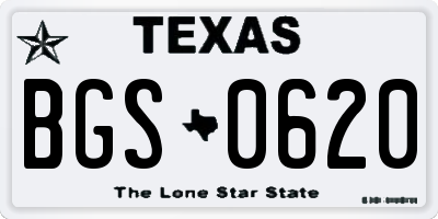 TX license plate BGS0620