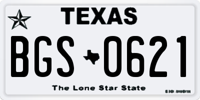 TX license plate BGS0621