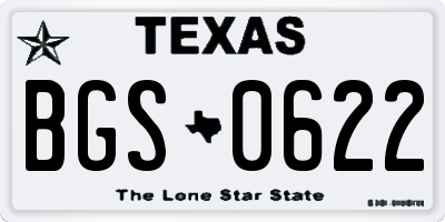TX license plate BGS0622