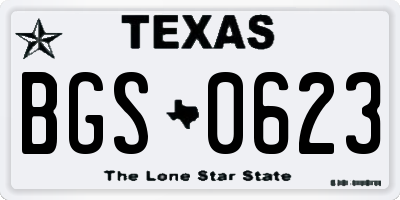 TX license plate BGS0623