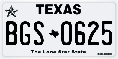 TX license plate BGS0625