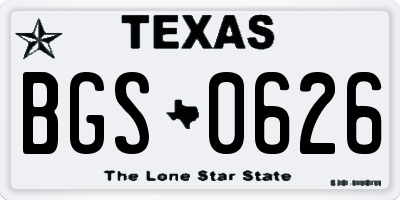 TX license plate BGS0626