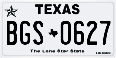 TX license plate BGS0627