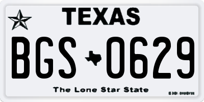 TX license plate BGS0629