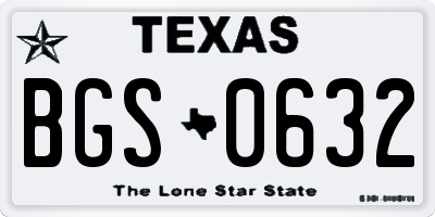 TX license plate BGS0632