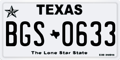 TX license plate BGS0633