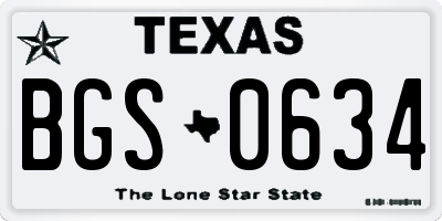 TX license plate BGS0634