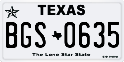 TX license plate BGS0635