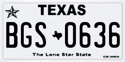 TX license plate BGS0636