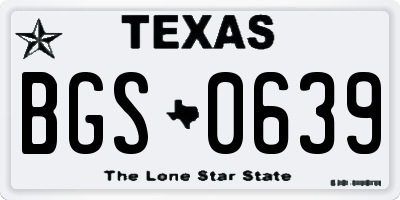 TX license plate BGS0639