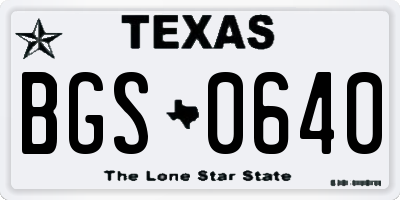 TX license plate BGS0640