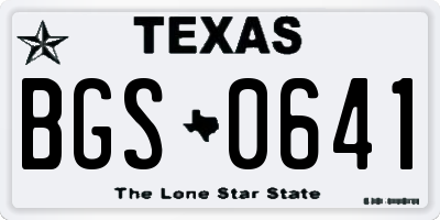 TX license plate BGS0641